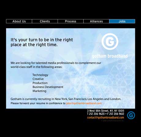 Gotham Broadband jobs page